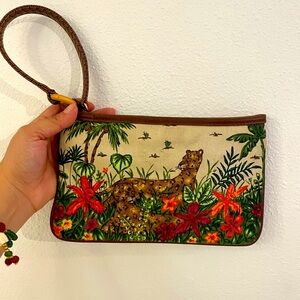 Cute Cheetah Wristlet with red interior